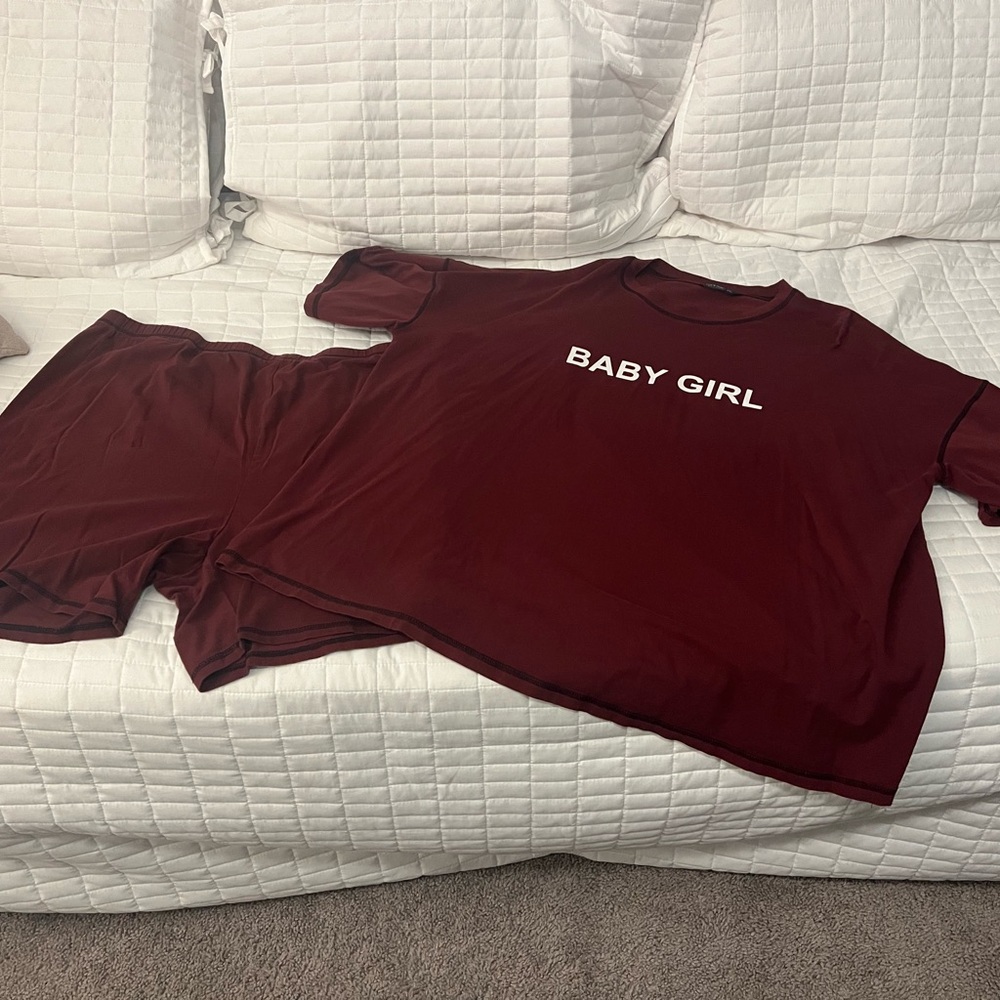 SHEIN Maroon 'Baby Girl' Casual Set
